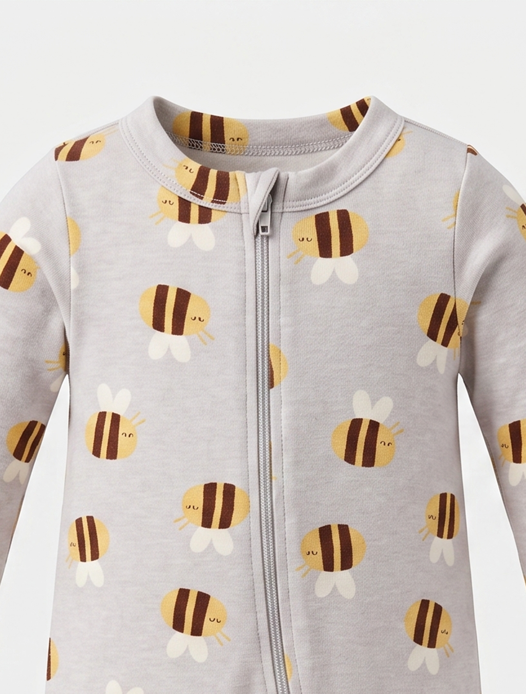 Bee printed zipper sleepsuit