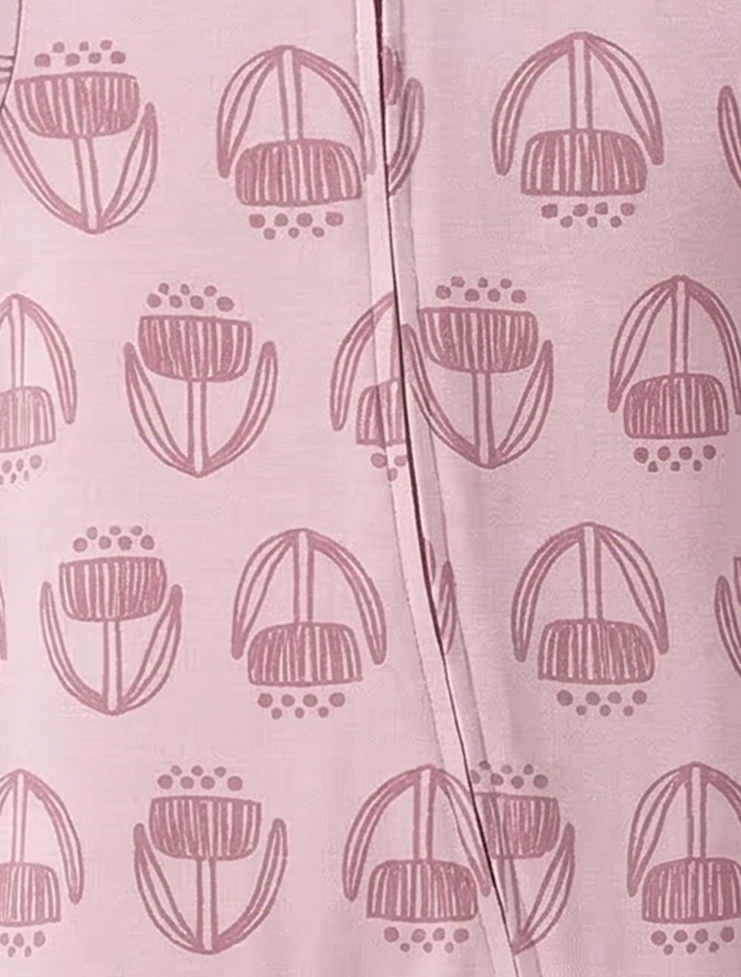 PINK PRINTED VISCOUS ZIPPER SLEEPSUIT