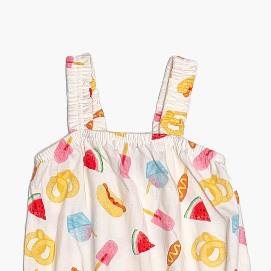 BEIGE FOOD PRINTED FANCY ONESIE