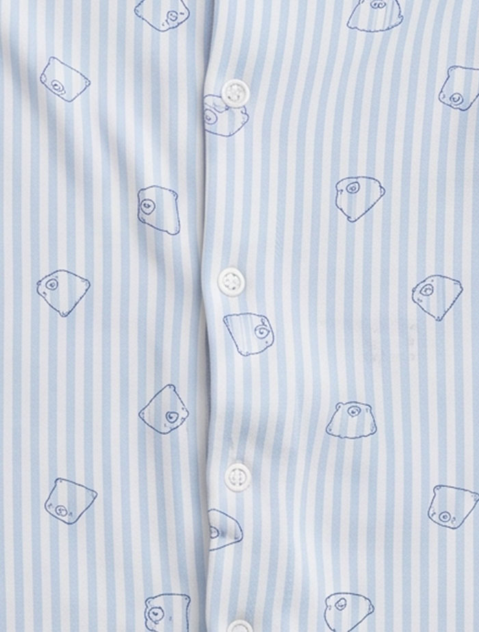 Blue stripes bear button sleepsuit