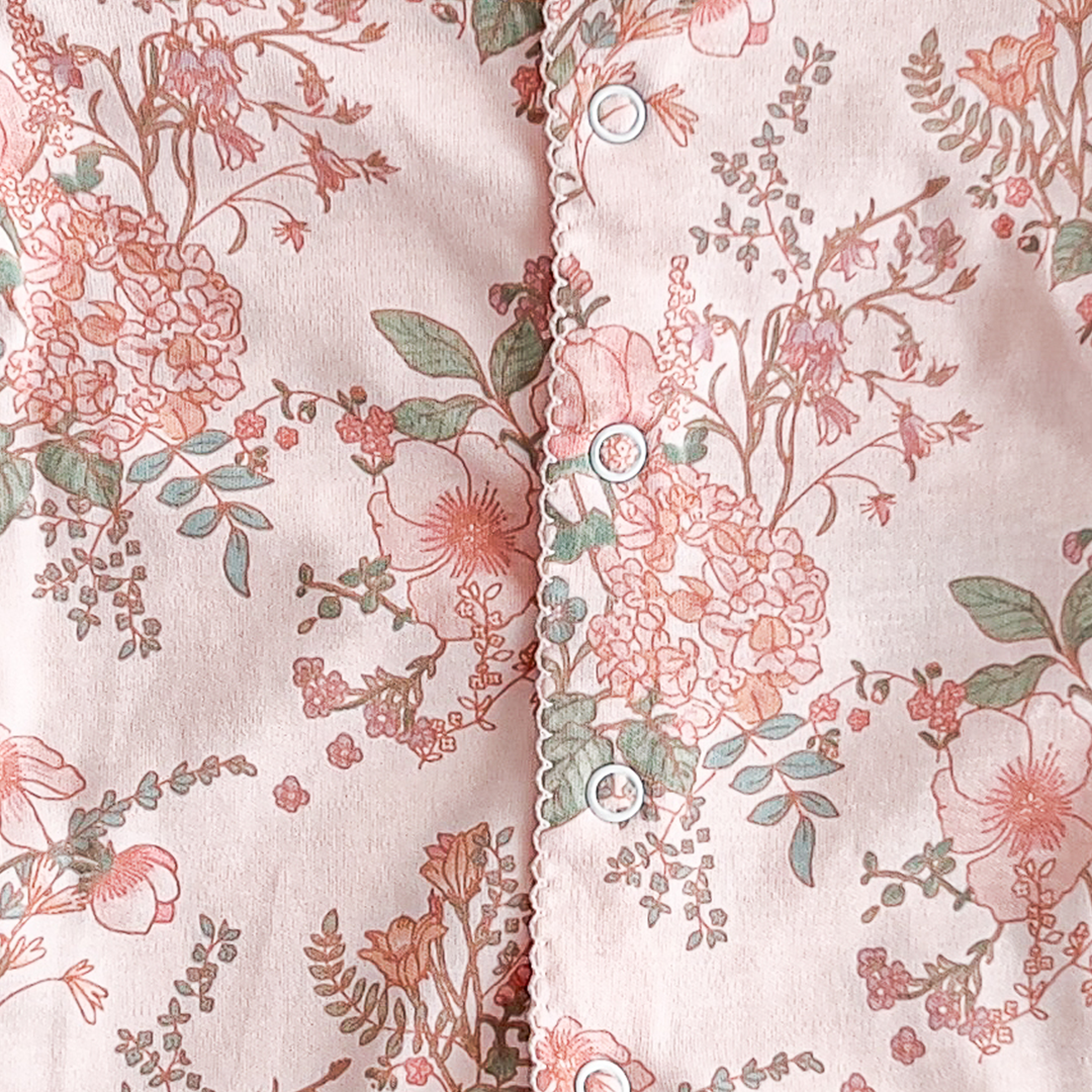 BABY PINK FLORAL SLEEPSUIT