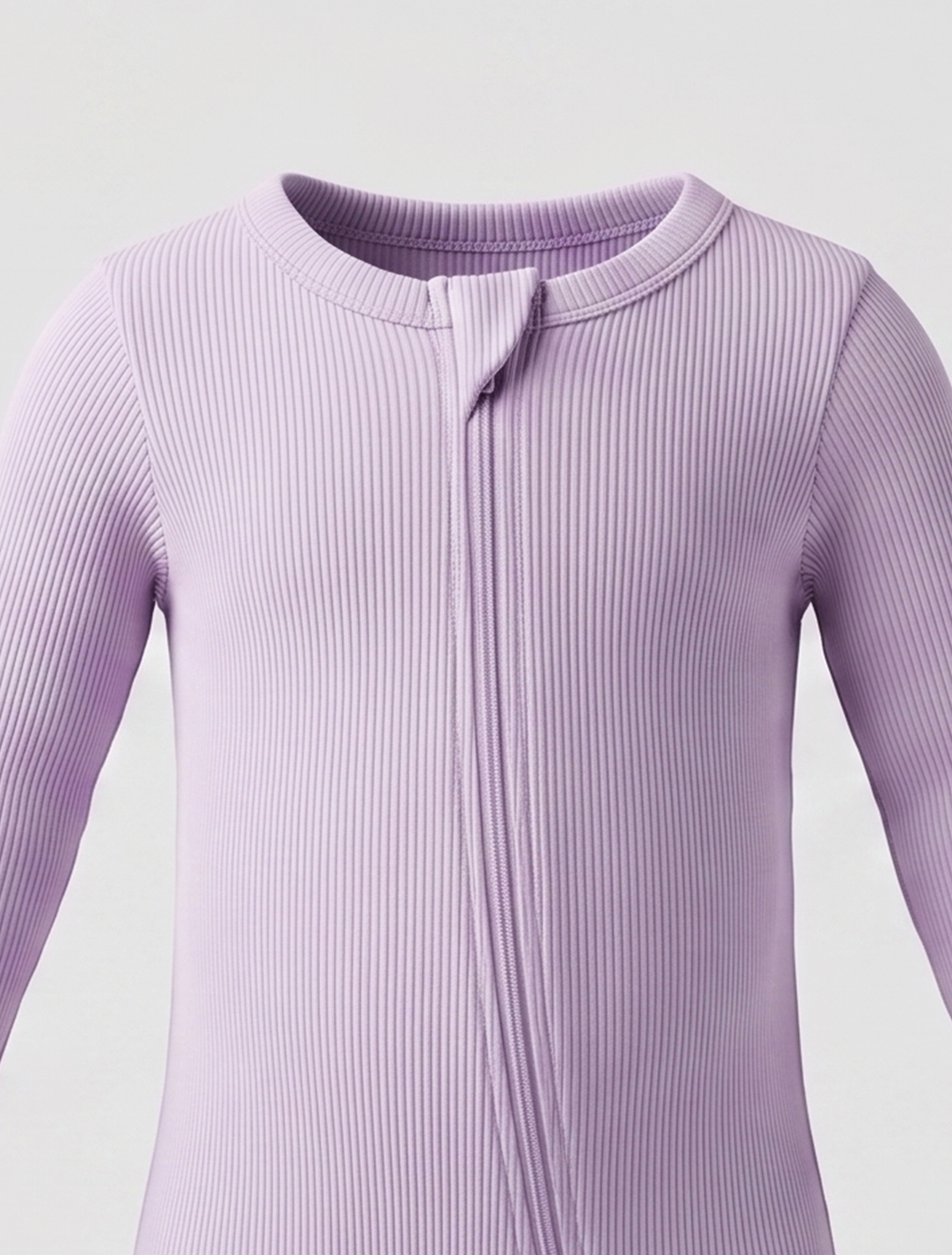 Lavender ribbed zipper sleepsuit