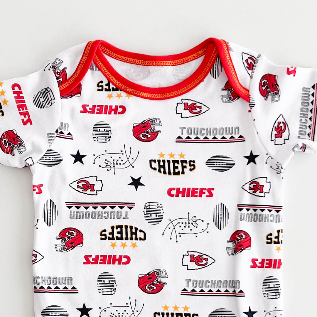 WHITE PRINTED COTTON ONESIE