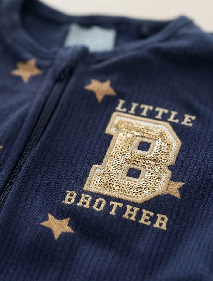 Navy blue ribbed brother sleep suit