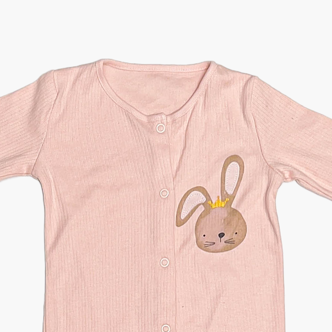 LIGHT PINK RIBBED SLEEPSUIT