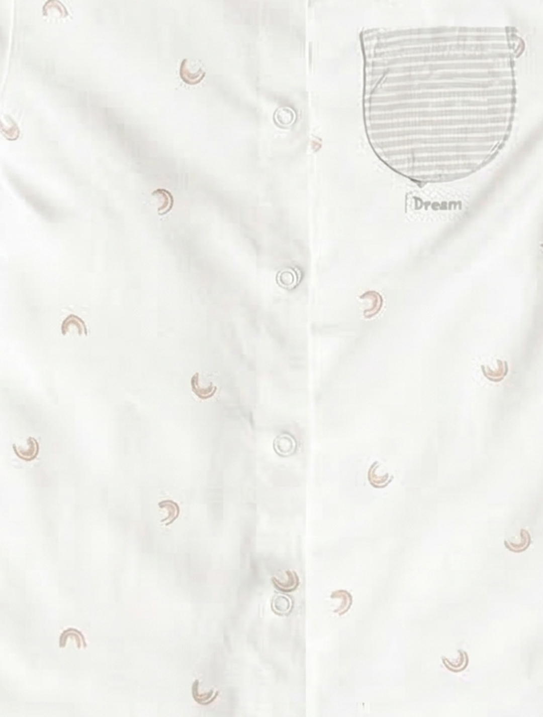 WHITE RAINBOW PRINTED BUTTON SLEEPSUIT