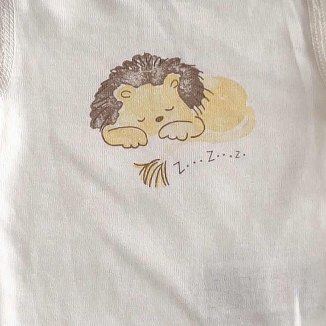 M&S LION PRINT WHITE ONESIE