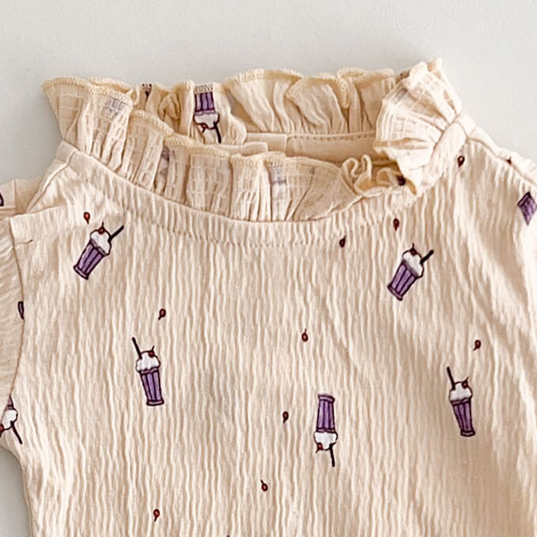 BEIGE CRINKLED ONESIE