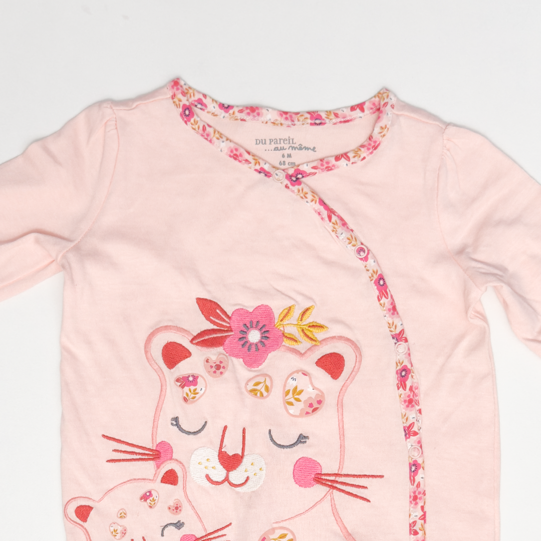 BABY PINK PRINTED SLEEPSUIT