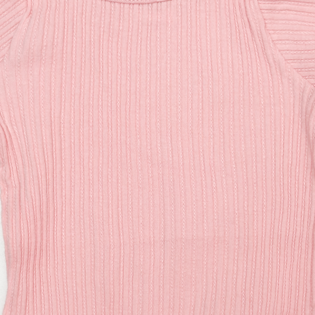 POWDER PINK RIBBED ONESIE