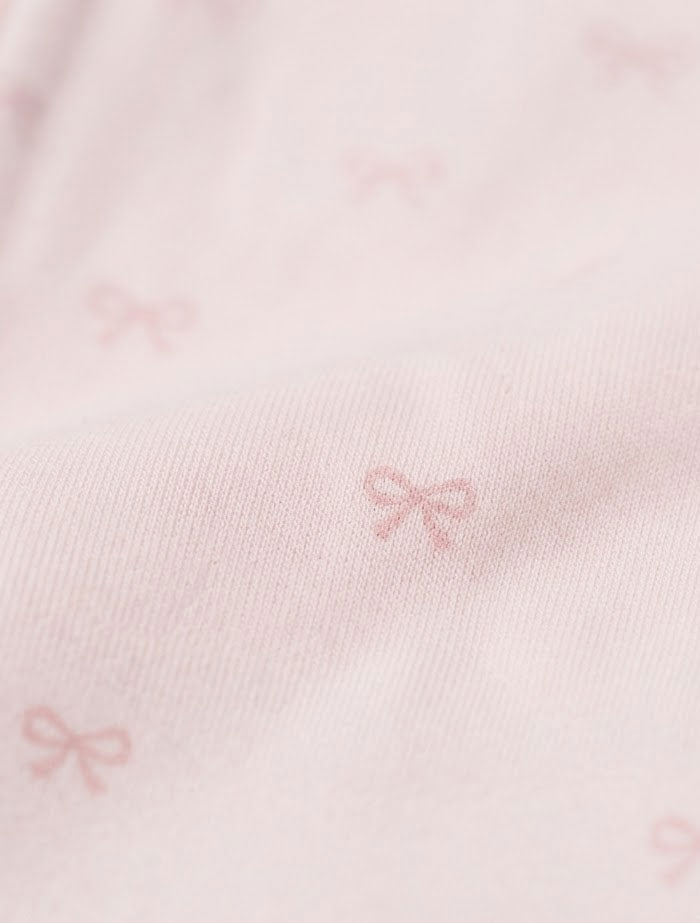 Pink ribbon printed zipper sleepsuit