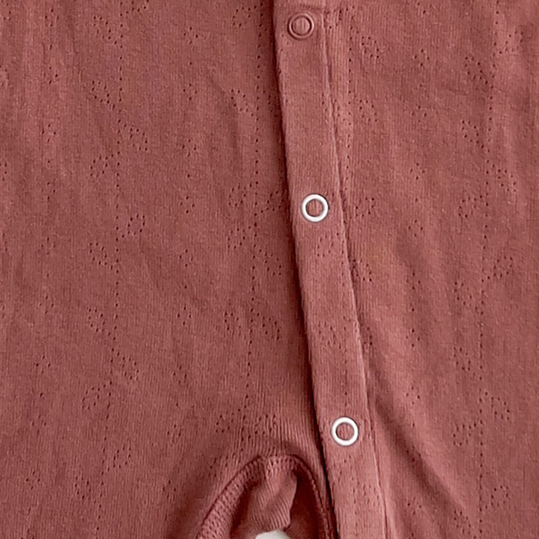 DUSTY BROWN SLIM FIT POINTELLE ROMPER