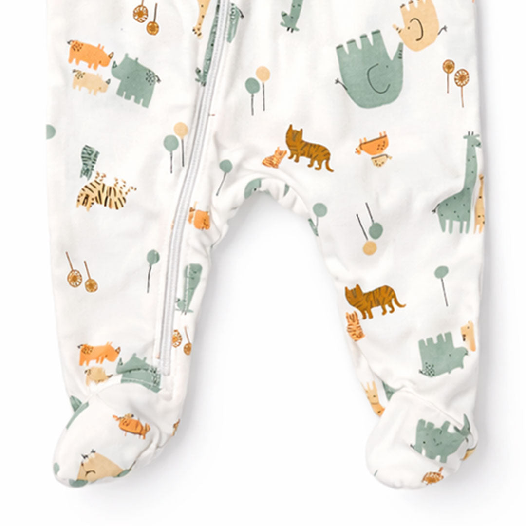 ANIMAL PRINTED ZIPPER SLEEPSUIT