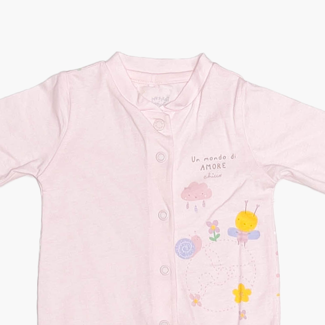 BABY PINK PRINTED SLEEPSUIT