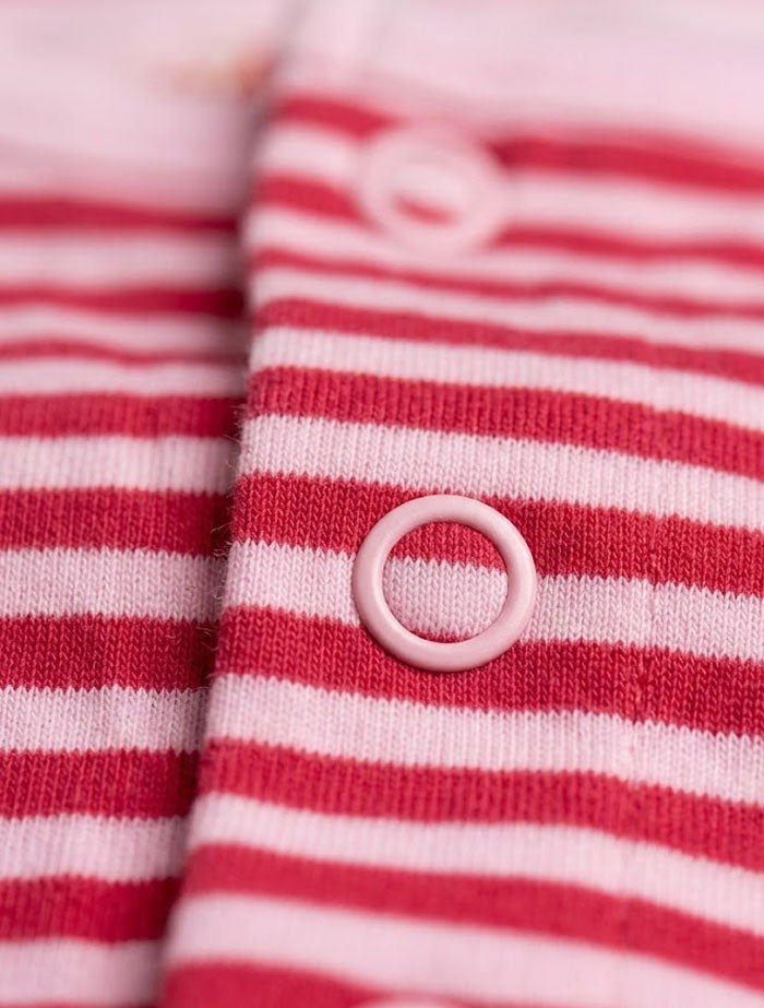 Red stripes button sleepsuit
