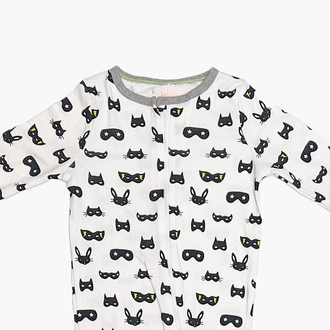 BLACK PATTERNED ONE SIDE ZIPPER  SLEEPSUIT