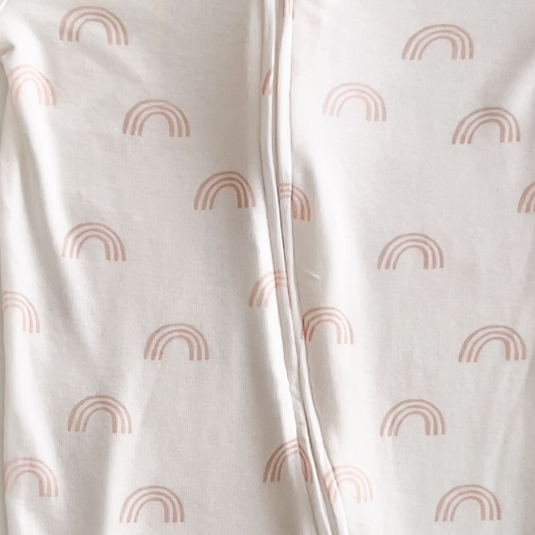 PINK RAINBOW PRINTED SLEEPSUIT