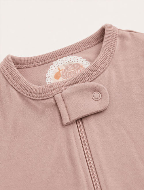 Dusty pink viscous zipper sleepsuit