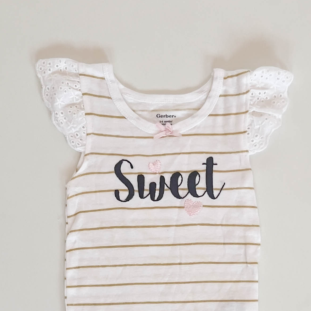 WHITE STRIPED ONESIE