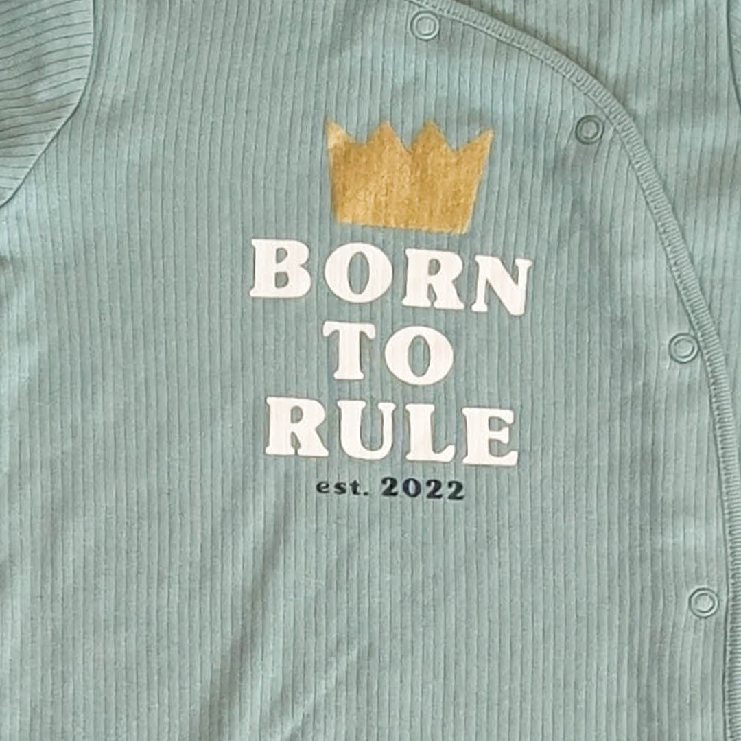 GREEN PRINTED RIBBED ROMPER