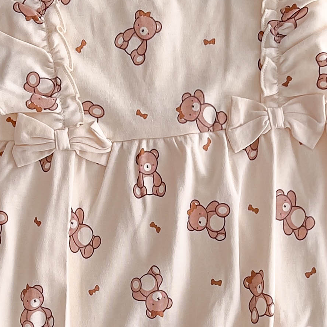 TEADDY PRINTED RUFFLE SLEEVED ONESIE