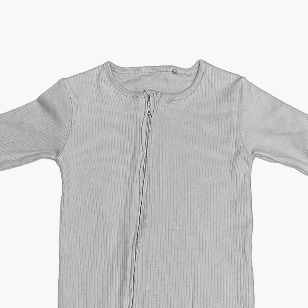 GREY RIBBED PLAIN ROMPER