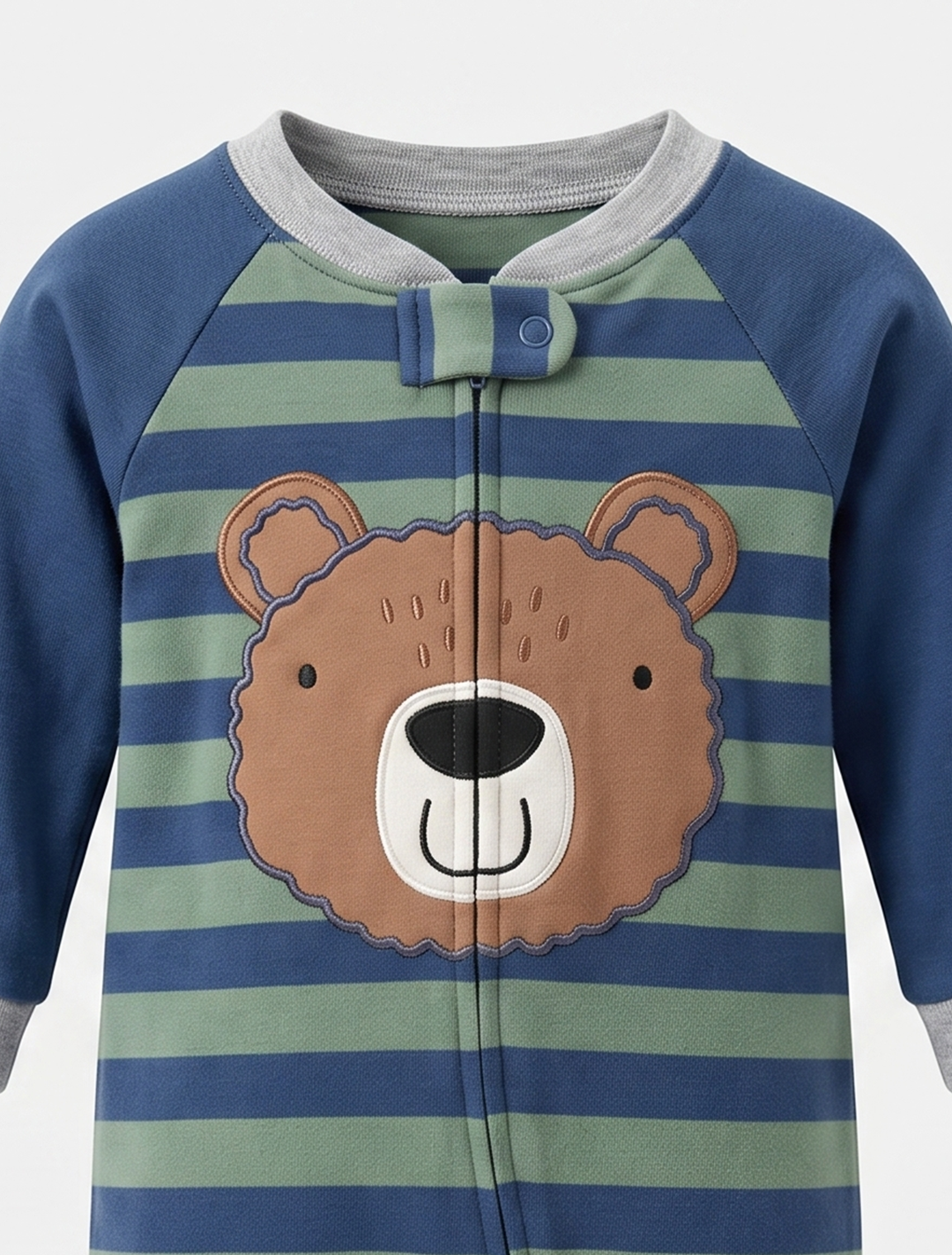 Bear striped zipper sleepsuit