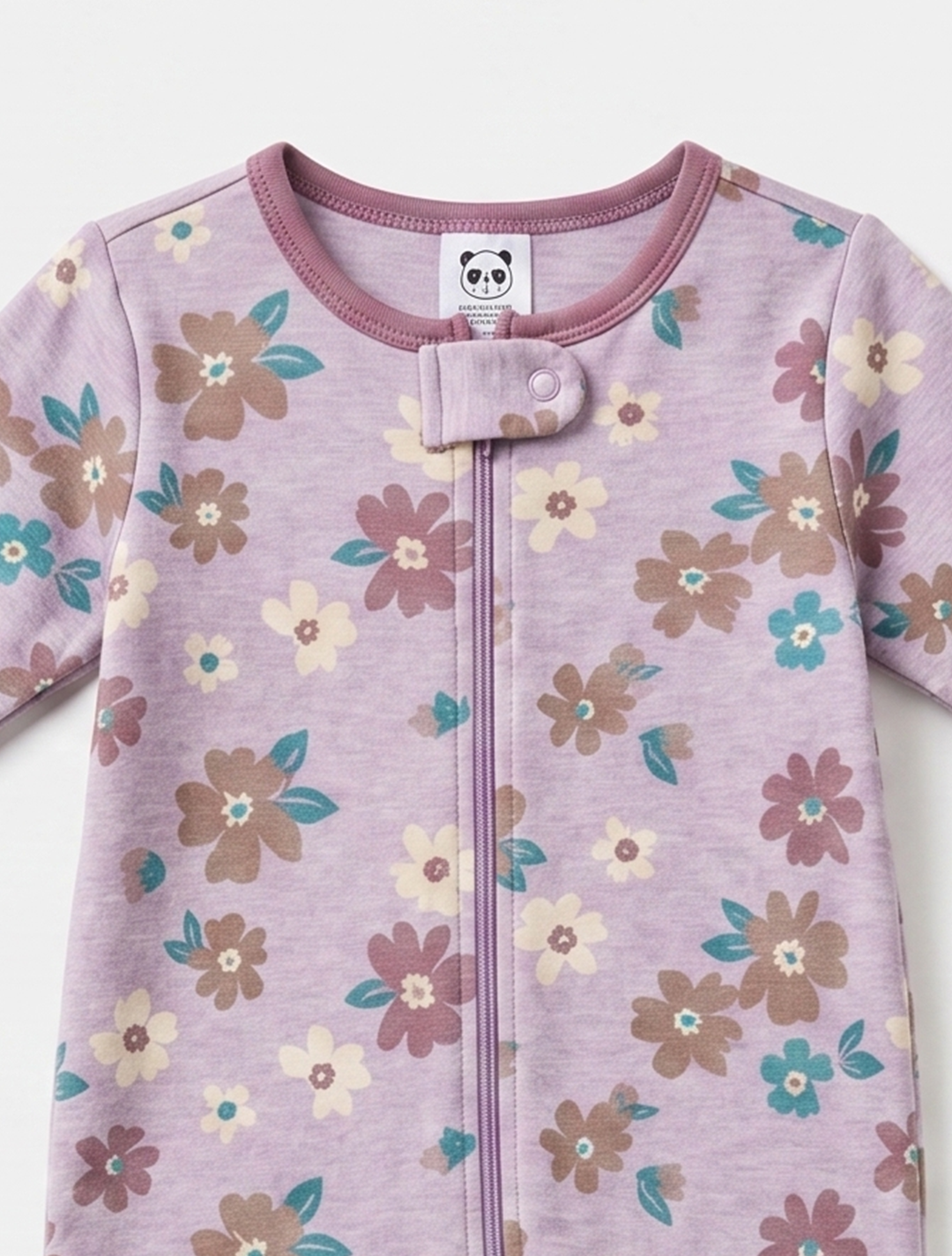 Lavender floral zipper sleepsuit