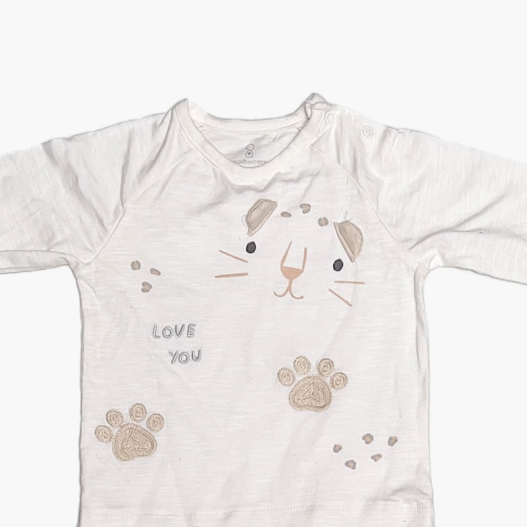 BEIGE CAT PRINTED SLEEPSUIT