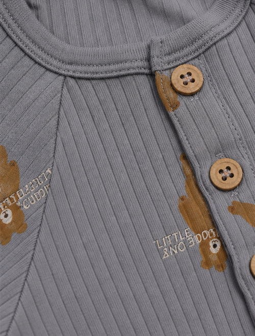 Grey bear ribbed romper