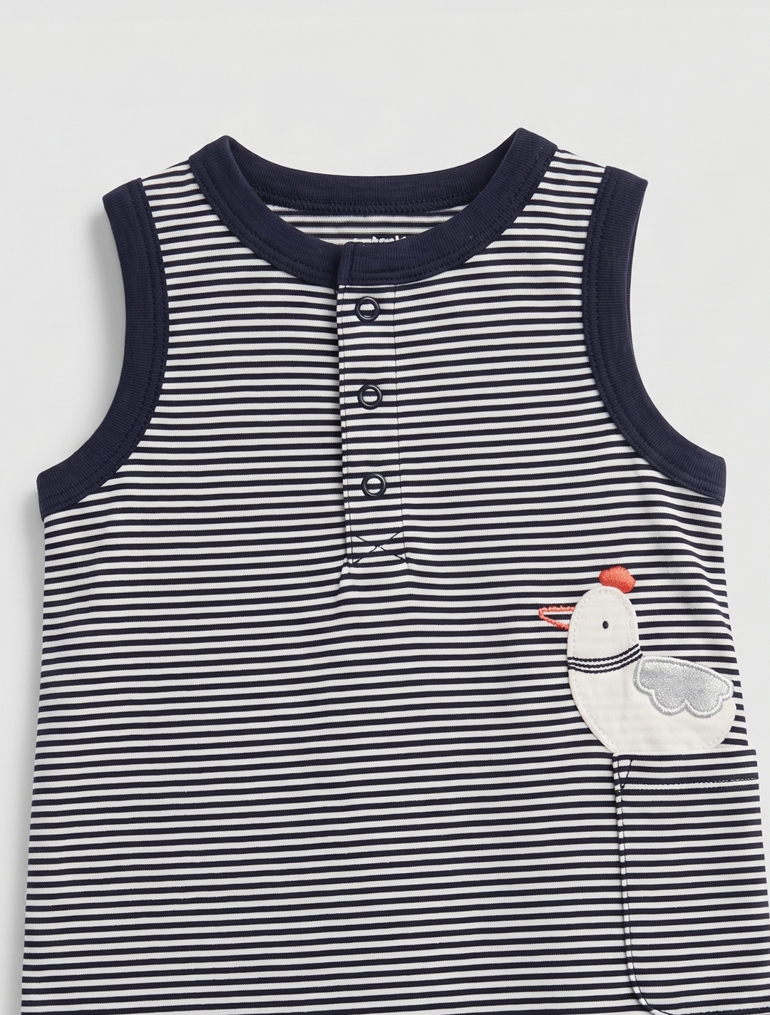 Navy blue striped button jumpsuit