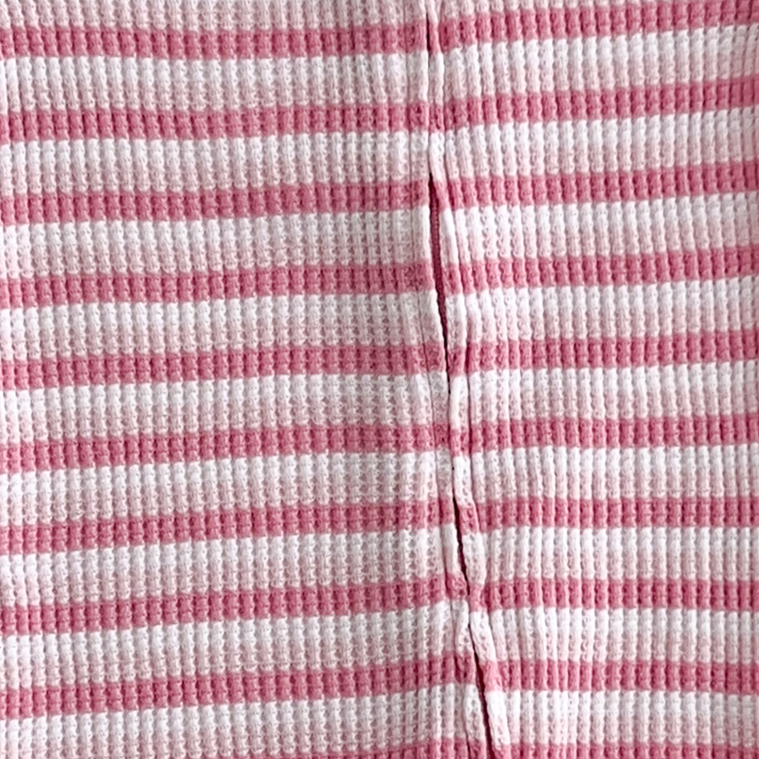 Pink striped ribbed material romper