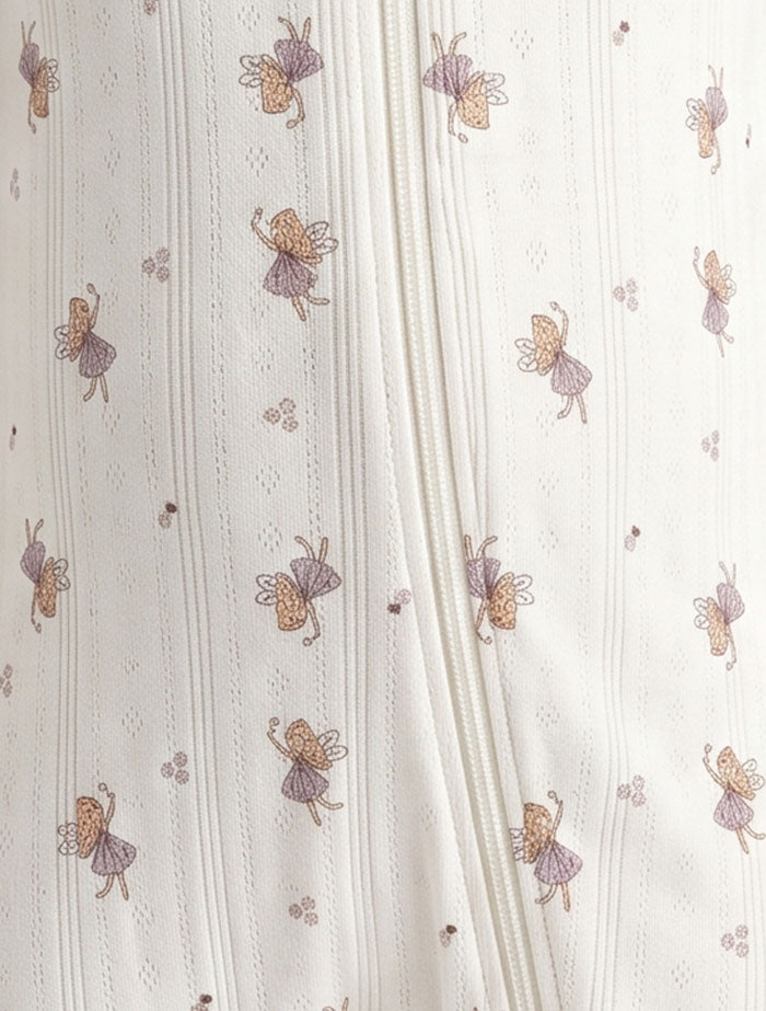 Lavender pointelle 2 way zipper sleep suit