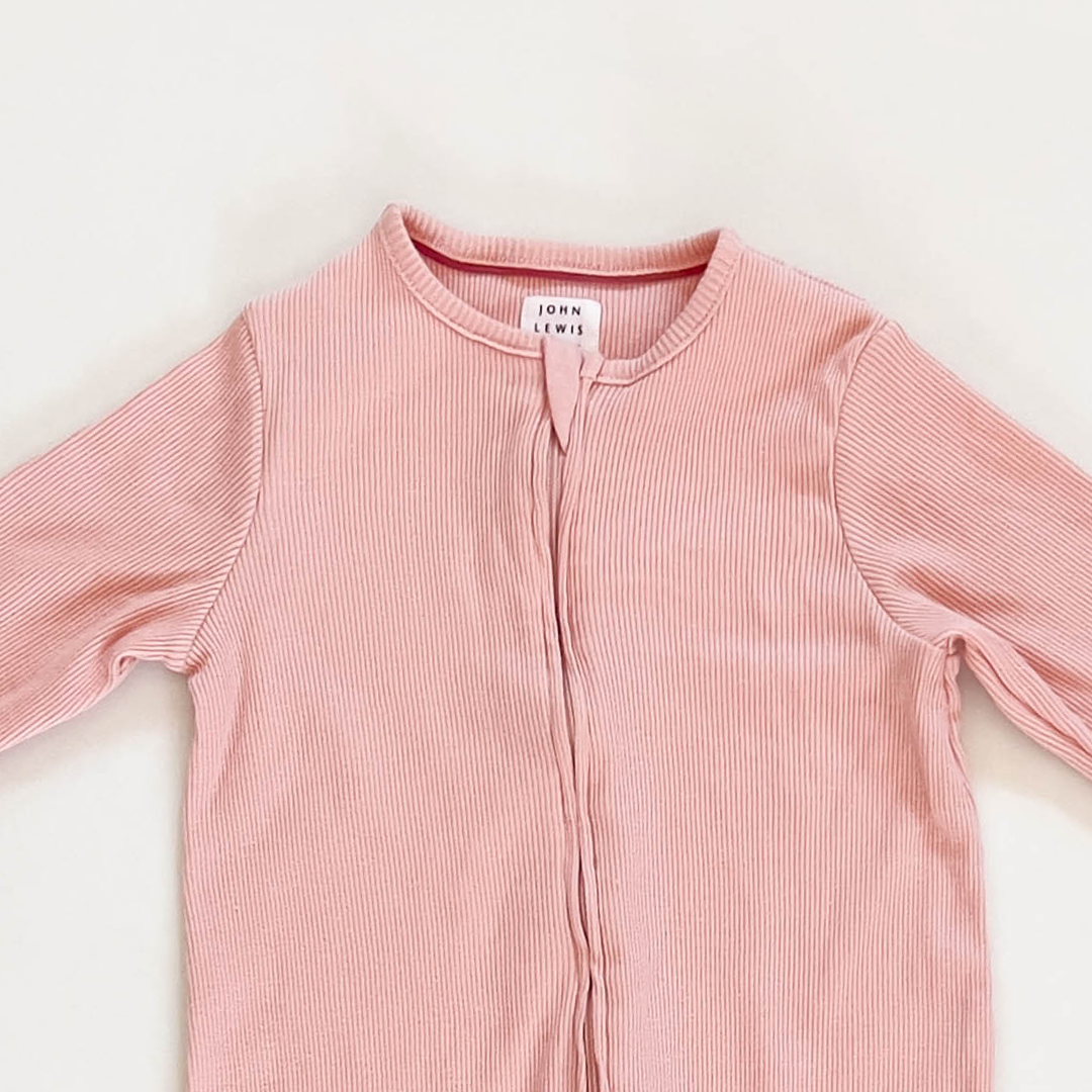 BABY PINK RIBBED SLEEPSUIT