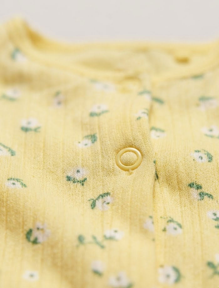 Yellow floral ribbed sleepsuit