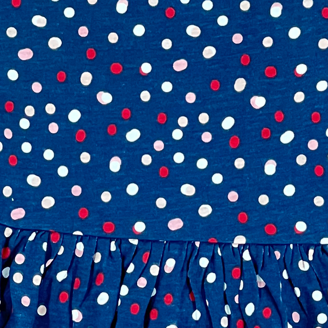 Dot Printed Dark Blue Girls Frok