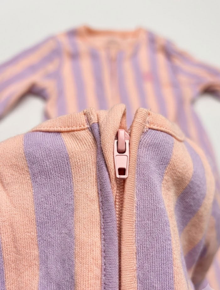 Peach and lavender zipper romper