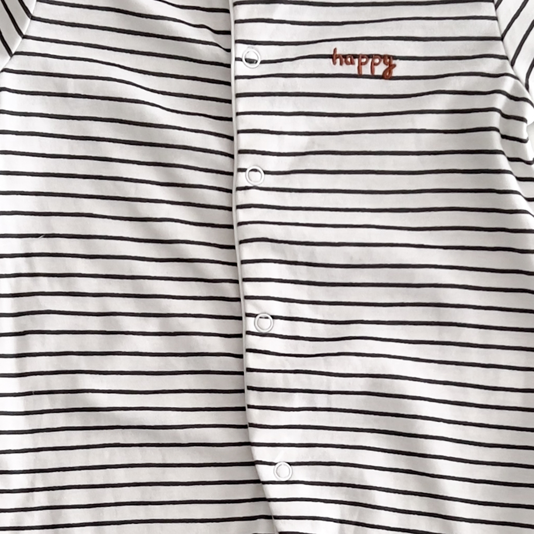 HAPPY BLACK STRIPED SLEEPSUIT