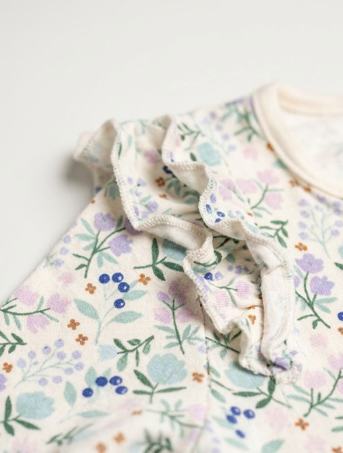 White floral button romper