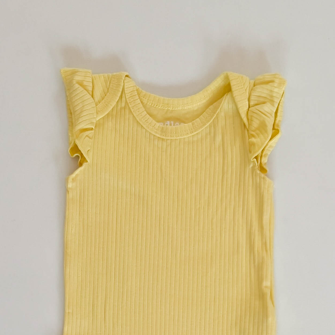 YELLOW RIBBED GIRLS ONESIE