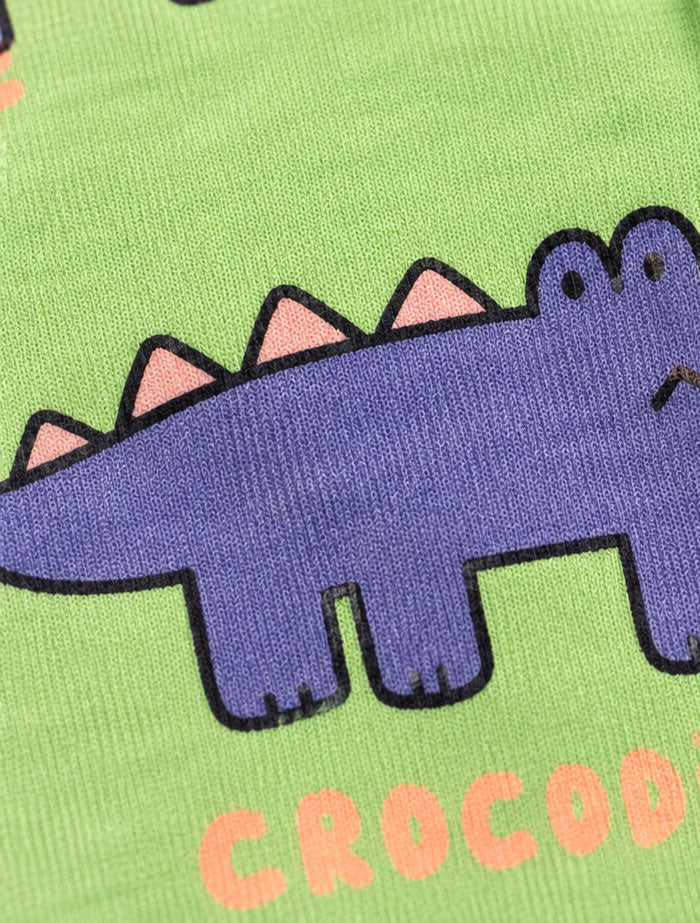 Green and blue printed button sleepsuit