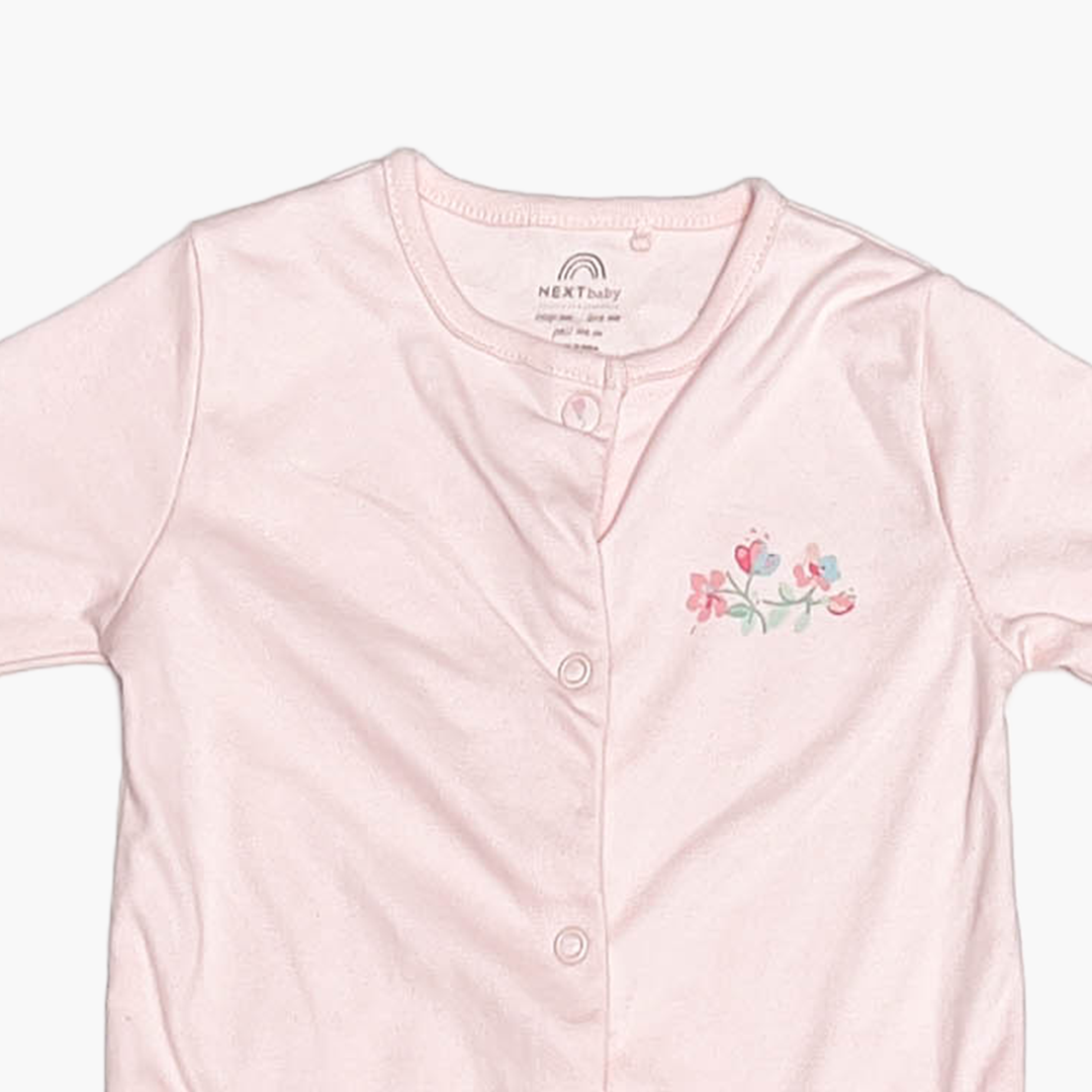 BABY PINK FLORAL SLEEPSUIT