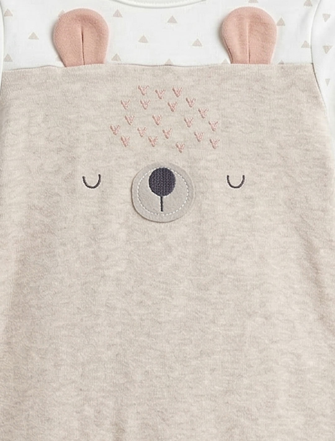 BEIGE WHITE PRINTED SLEEPSUIT