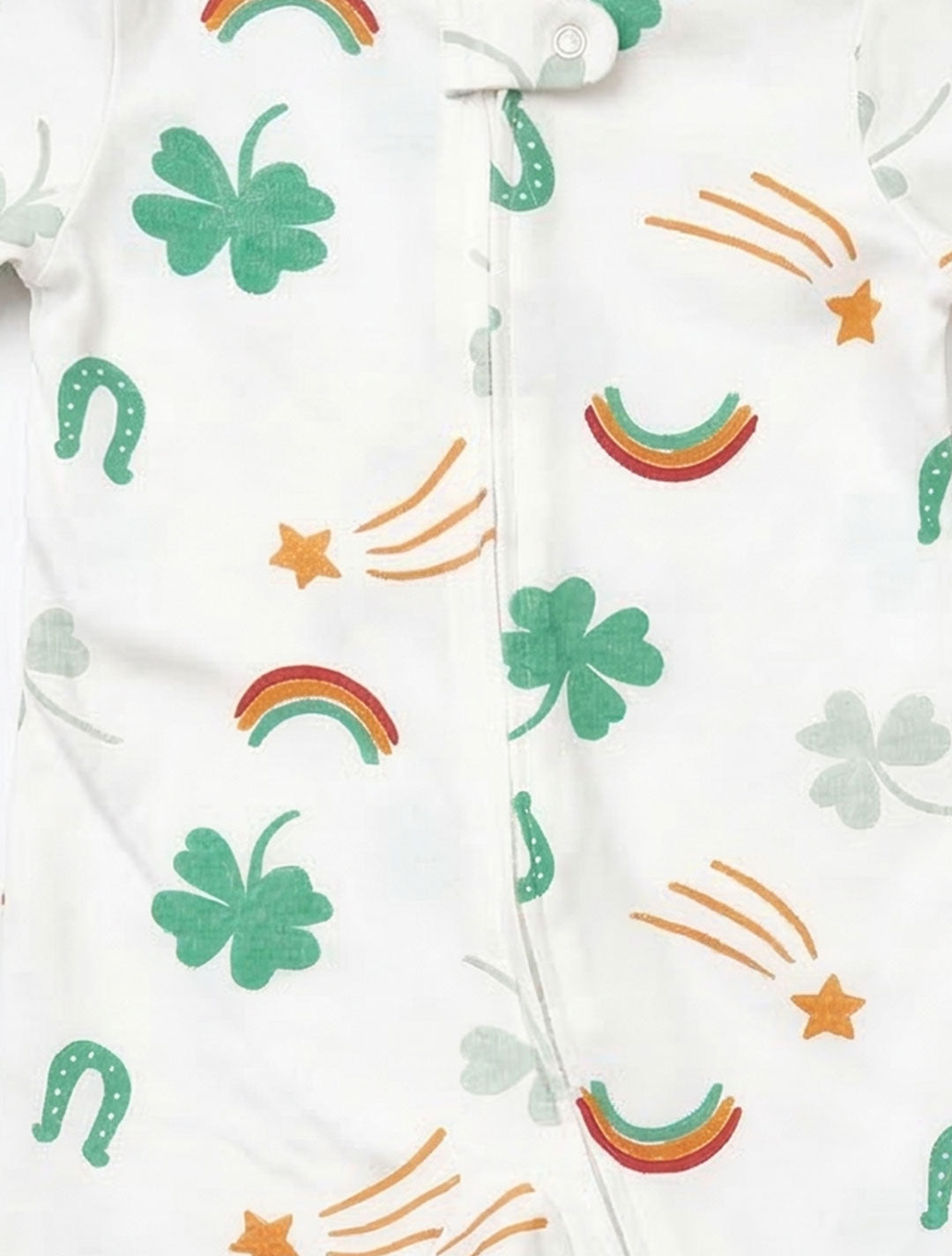 WHITE PRINTED ZIPPER SLEEPSUIT