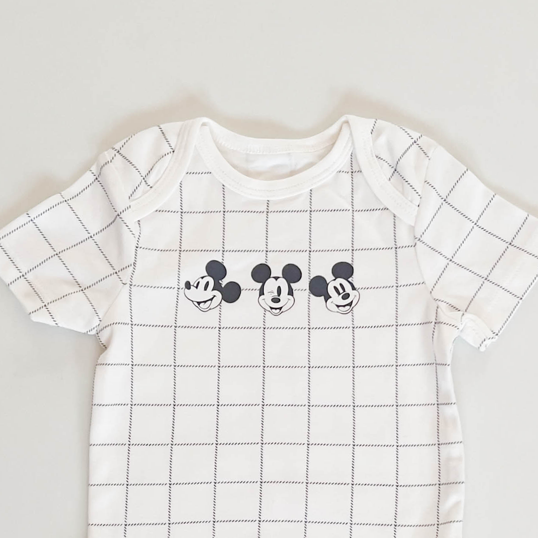 WHITE AND BLACK MICKEY ONESIE