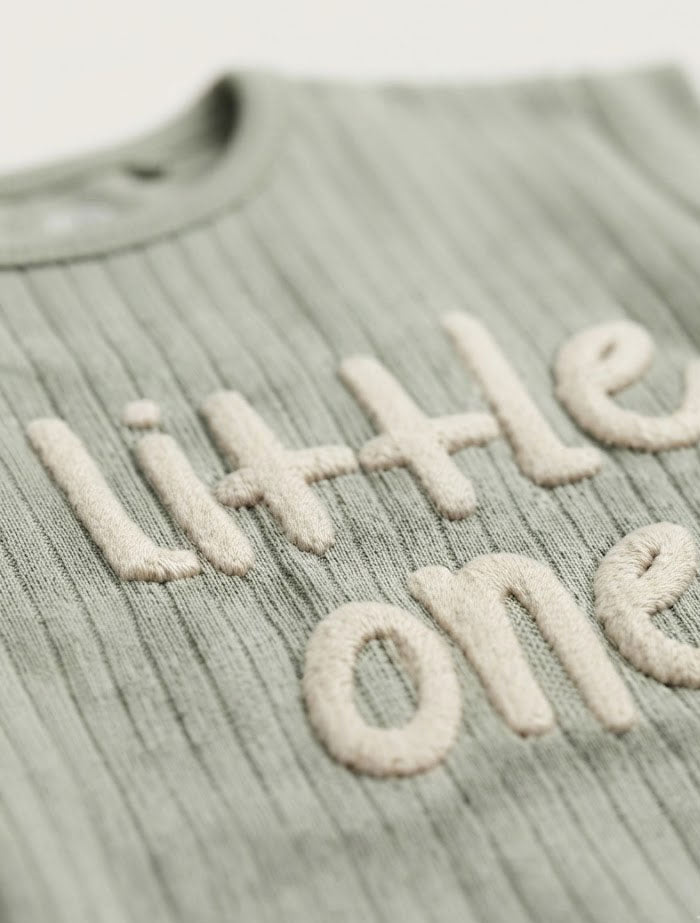 Sage green little one ribbed jumpsuit
