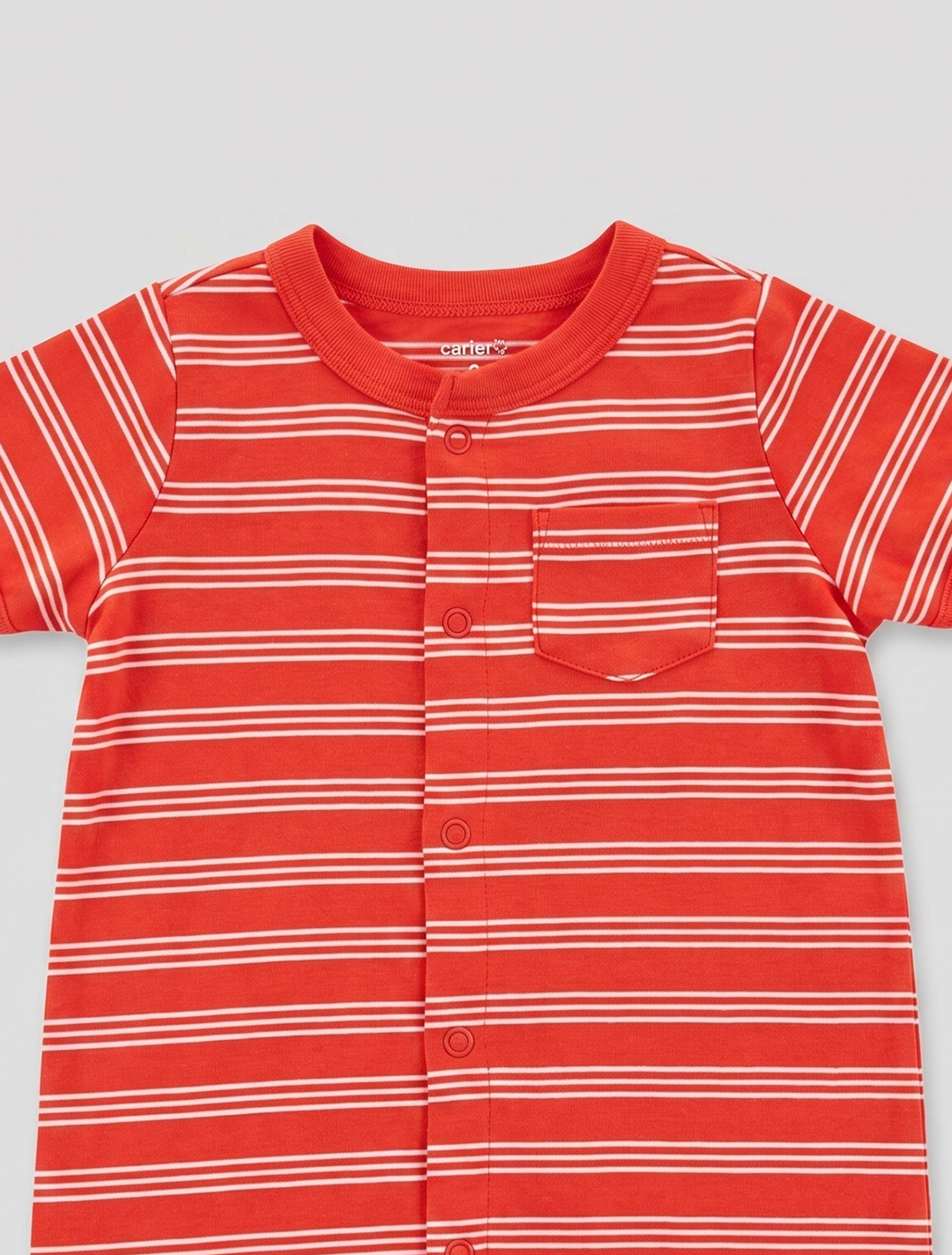 Orange striped button jumpsuit