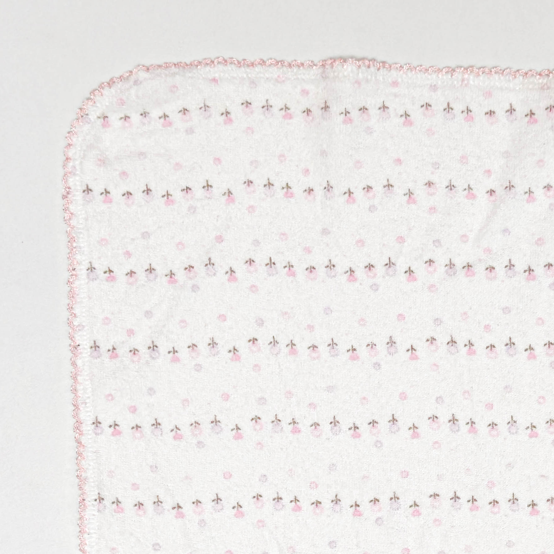 PINK FLORAL VELVET SCALLOP HAND TOWEL