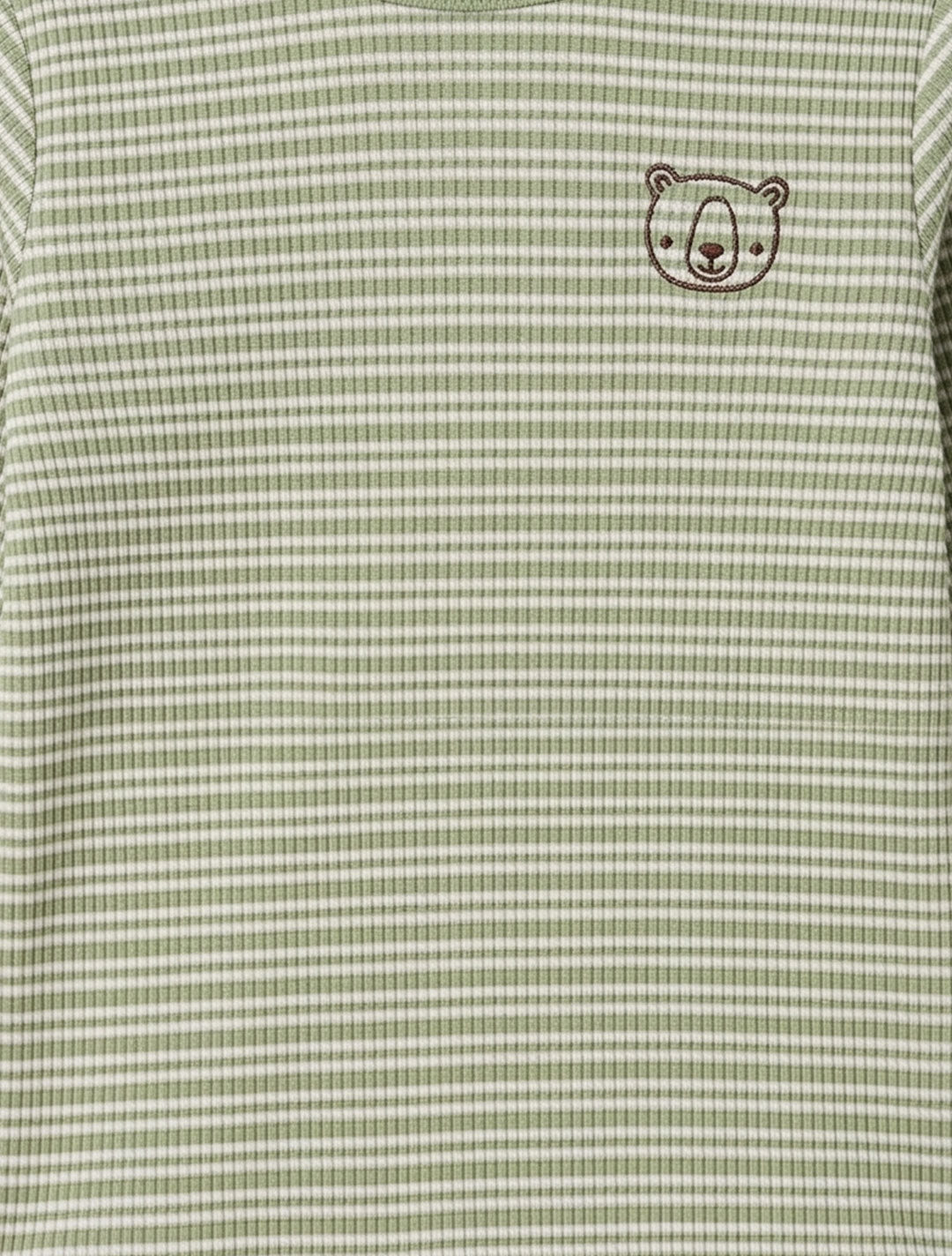 GREEN AND WHITE STRIPED RIBBED ONESIE