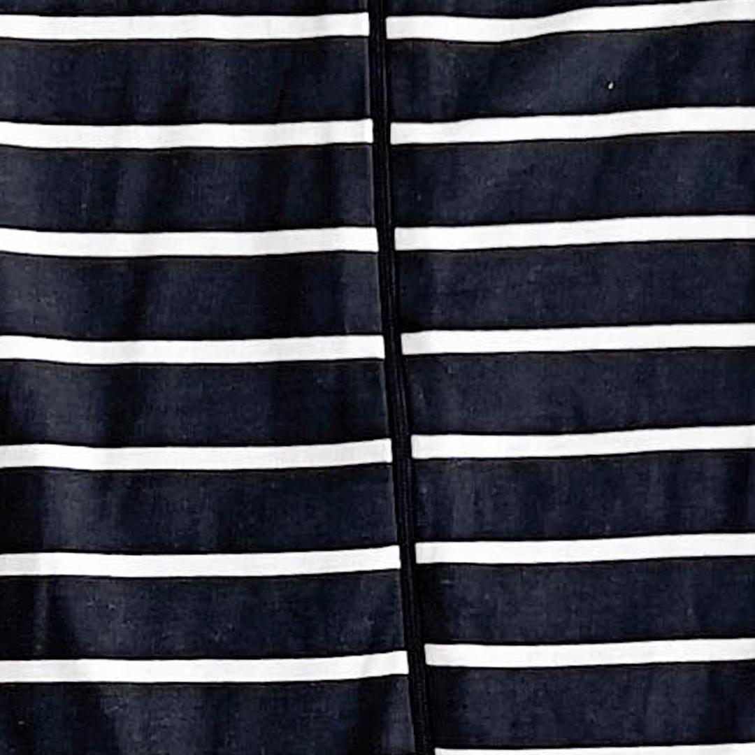 BLACK AND WHITE STRIPED SLIM FITTING SLEEPSUIT